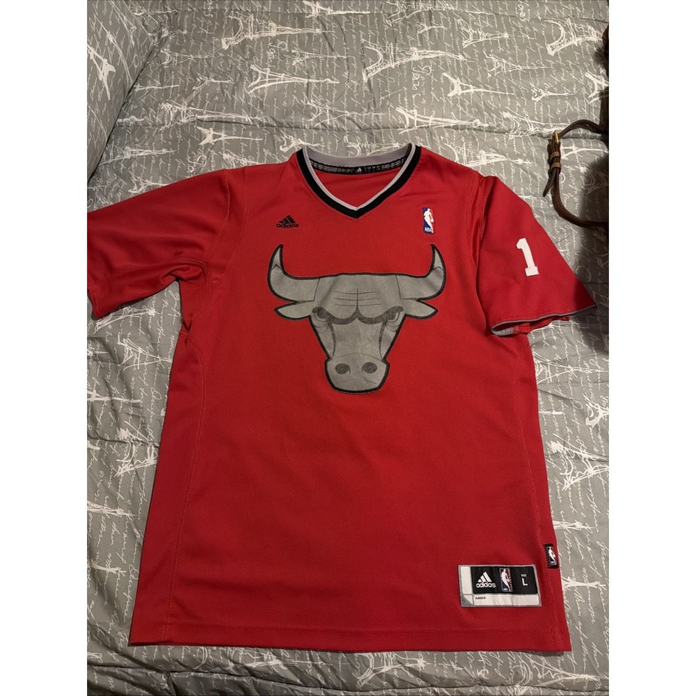 EUC 2013 ADIDAS CHICAGO BULLS #1 DERRICK ROSE CHRISTMAS DAY. GAME JERSEY SIZE L